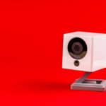 Webcam,White,On,A,Red,Background,,Object,,Internet,,Technology,Concept.